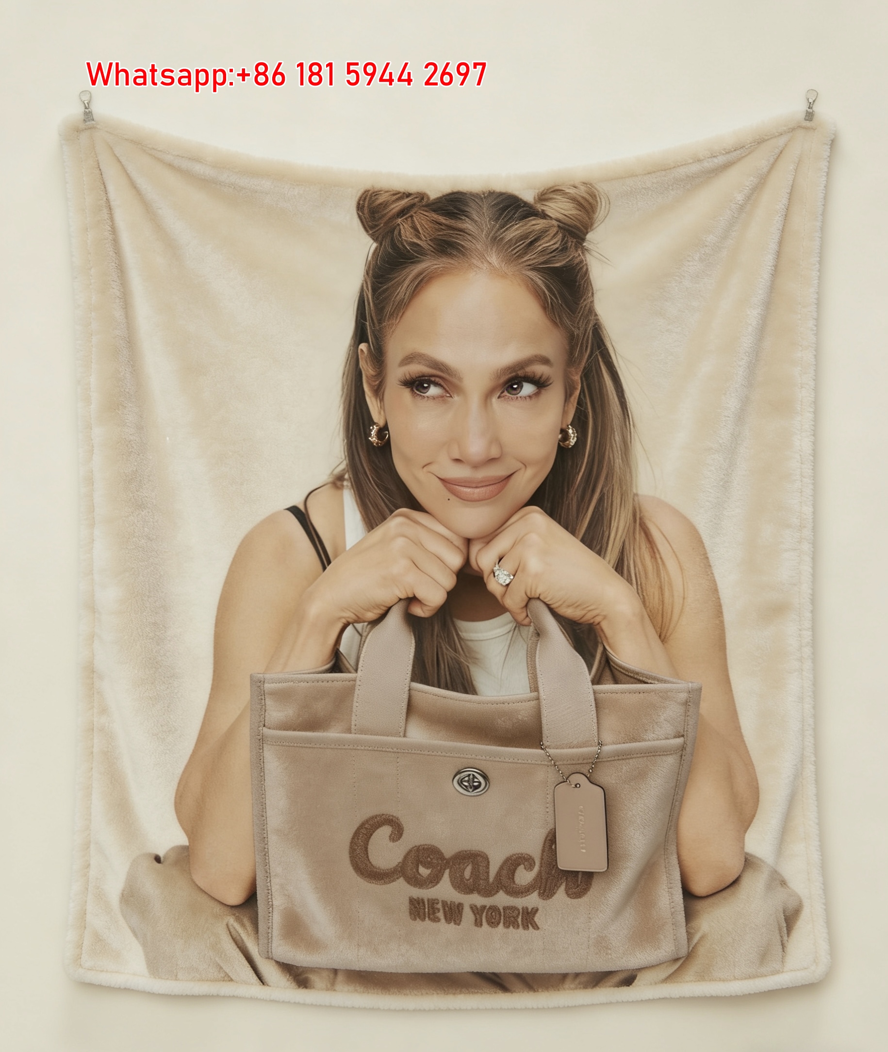 Coach Jennifer Lopez New York Tote Flannel Throw Blanket for Sofa C164